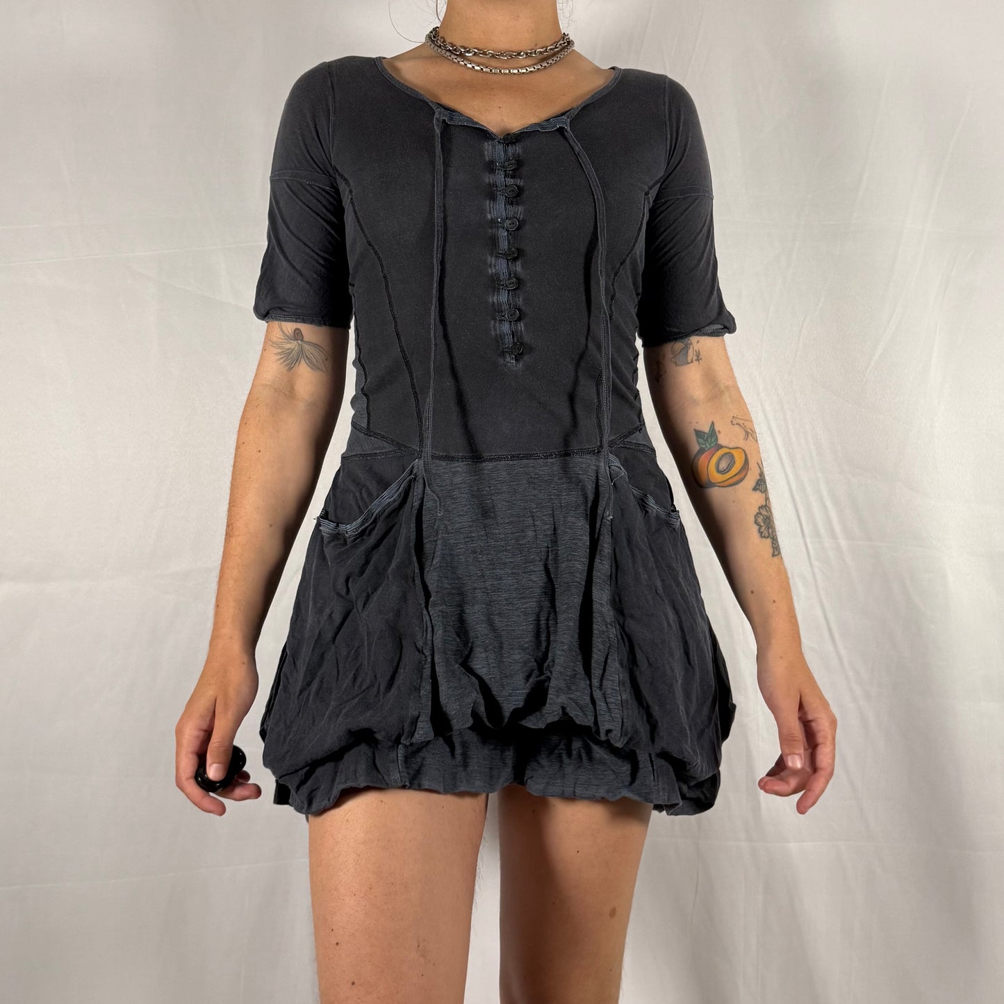 Marithe Francois Girbaud Y2K Whimsigoth Dress Fairy Grunge Deconstructed Apocalyptic Gathered Ruffle Dress Tiered Bubble Skirt