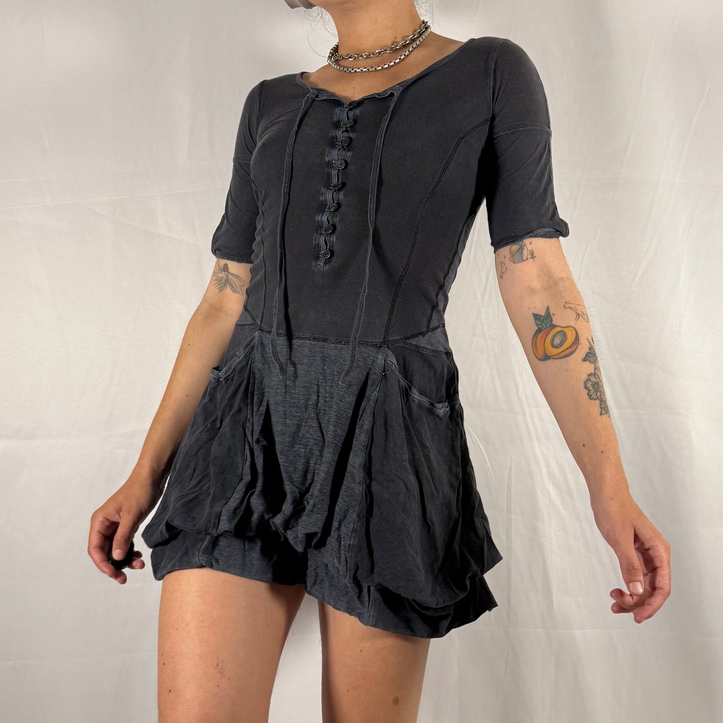 Marithe Francois Girbaud Y2K Whimsigoth Dress Fairy Grunge Deconstructed Apocalyptic Gathered Ruffle Dress Tiered Bubble Skirt