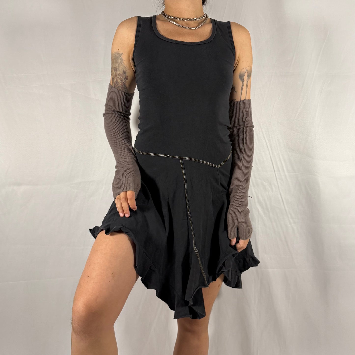 Marithe Francois Girbaud Y2K Whimsigoth Dress Fairy Grunge Deconstructed Apocalyptic Asymmetrical Handkerchief Dress Tunic