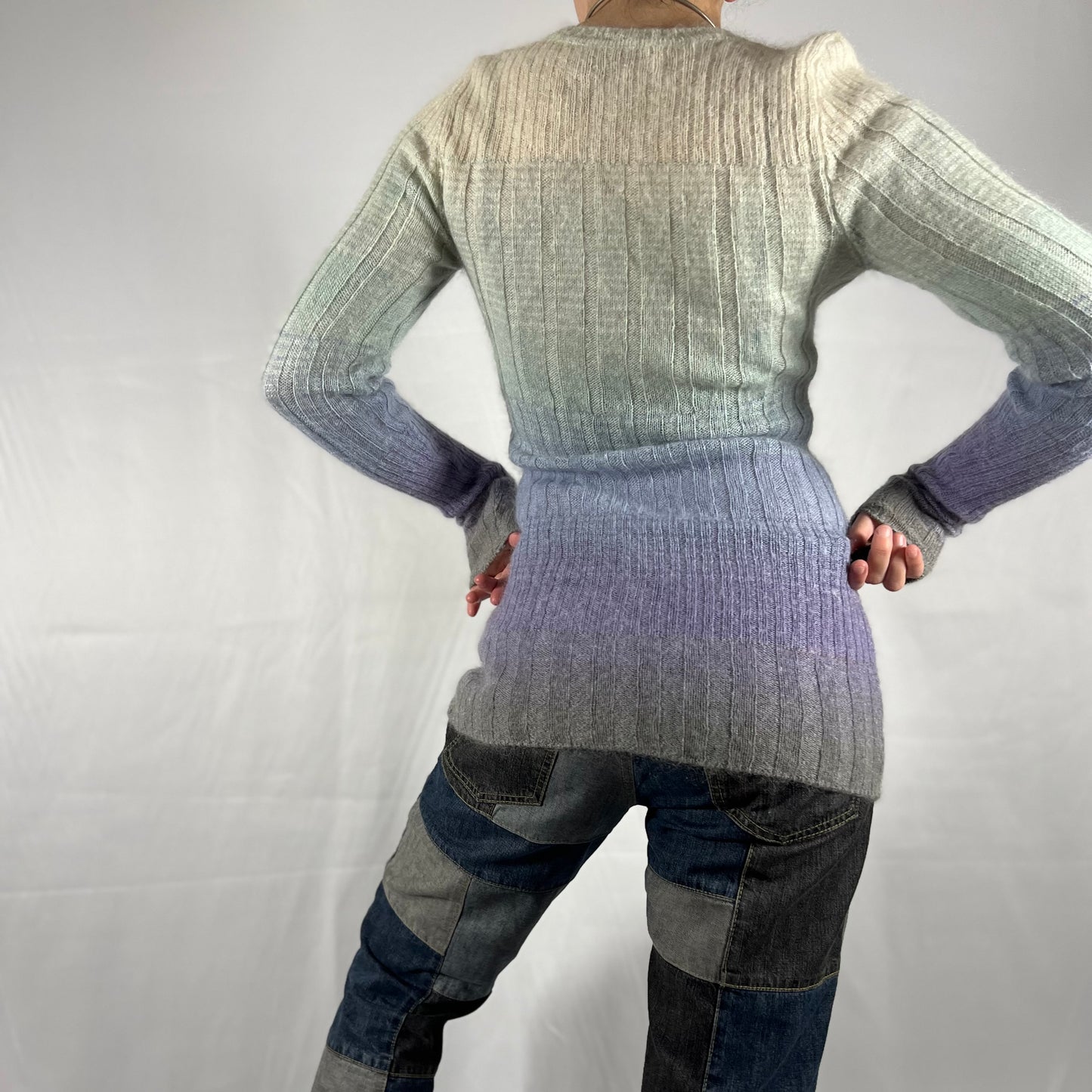 90’s Missoni Mohair Knit Sweater Ombre Pastel V-Neck Fairy Light academia Coquette Sweater Top
