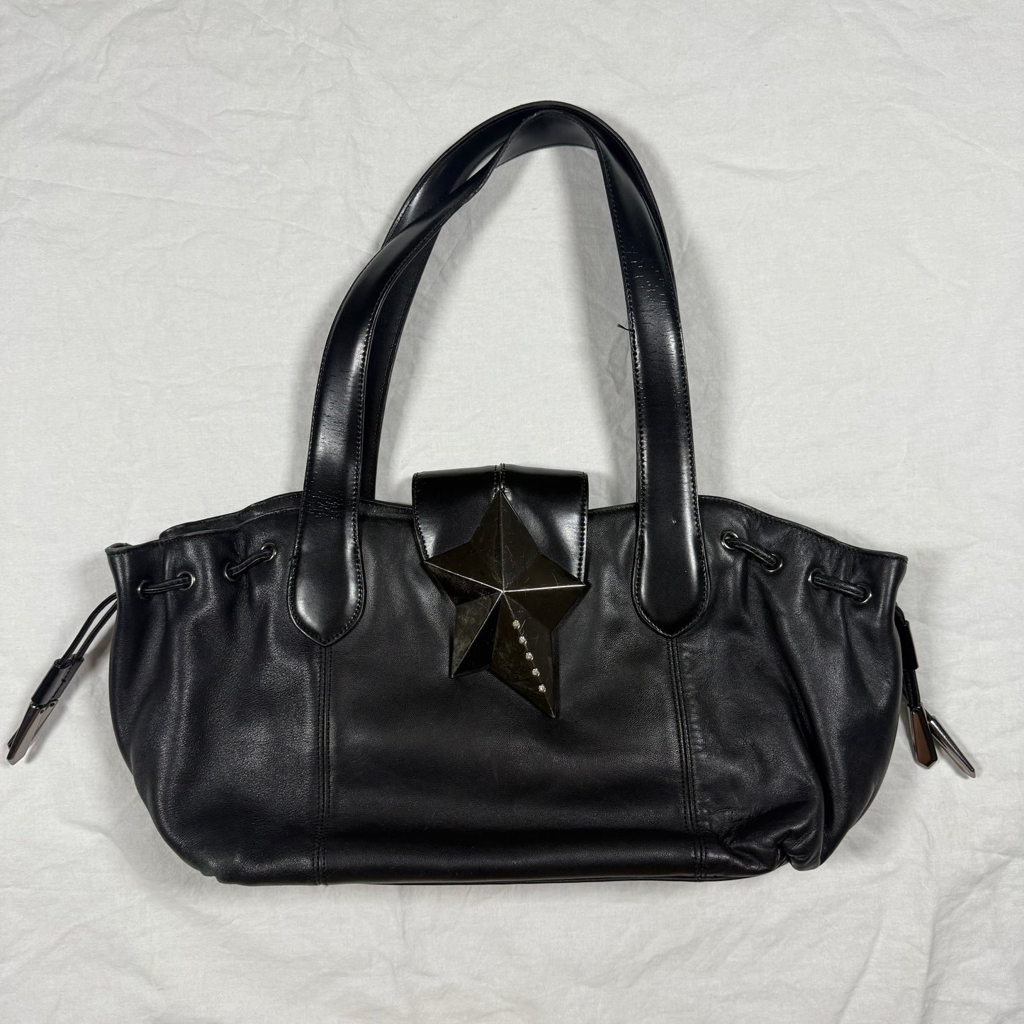 Vintage Thierry Mugler Leather Bag Zenith Cuir 6 designer Star Shoulder Bag Coquette Whimsigoth Baguette Bag