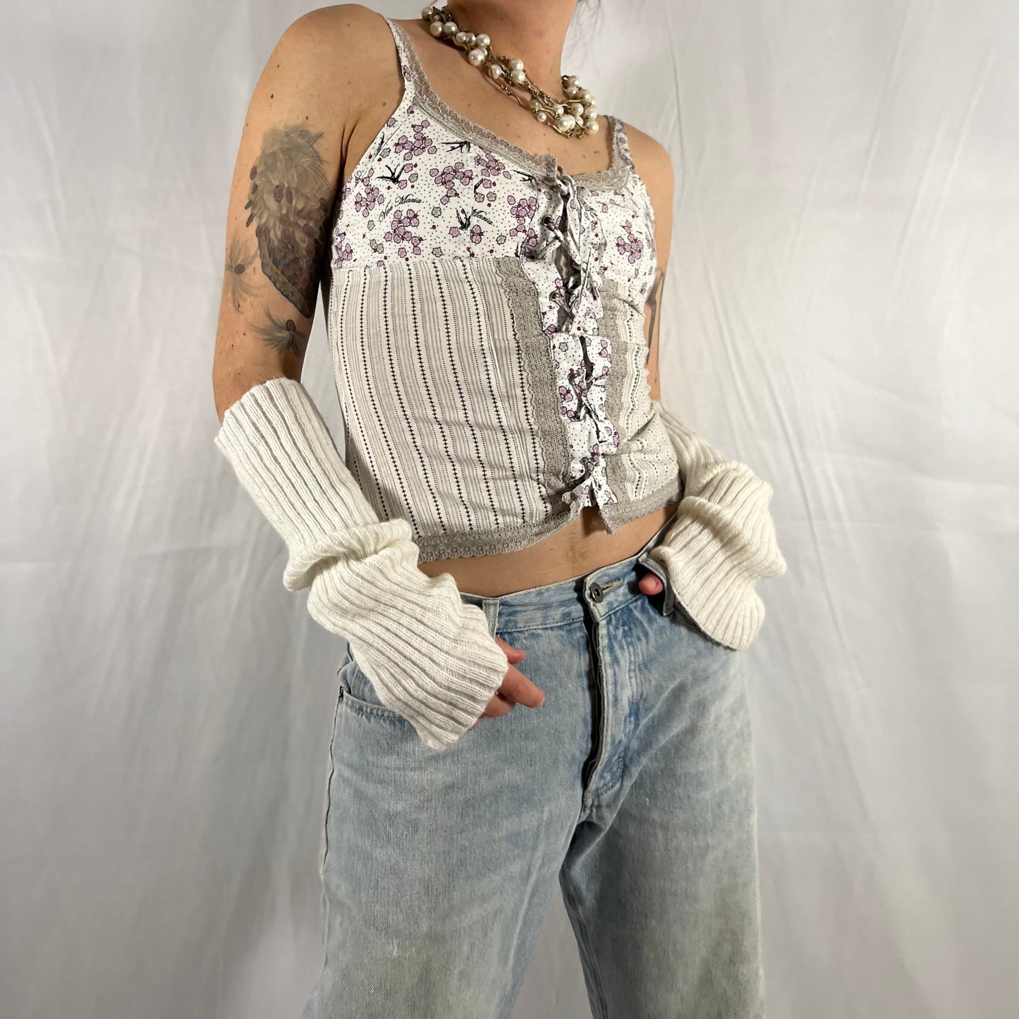 Y2K Vive Maria Coquette Balletcore Milkmaid Lace Trim Cami Top Pastel Babydoll Soft girl tank top