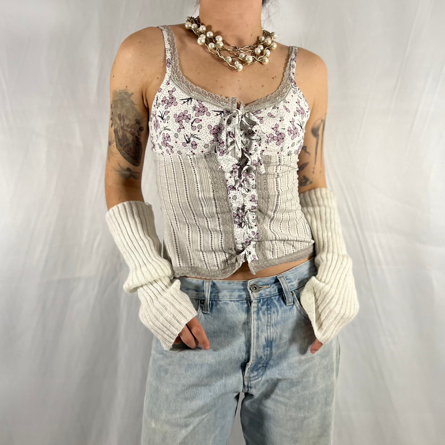 Y2K Vive Maria Coquette Balletcore Milkmaid Lace Trim Cami Top Pastel Babydoll Soft girl tank top