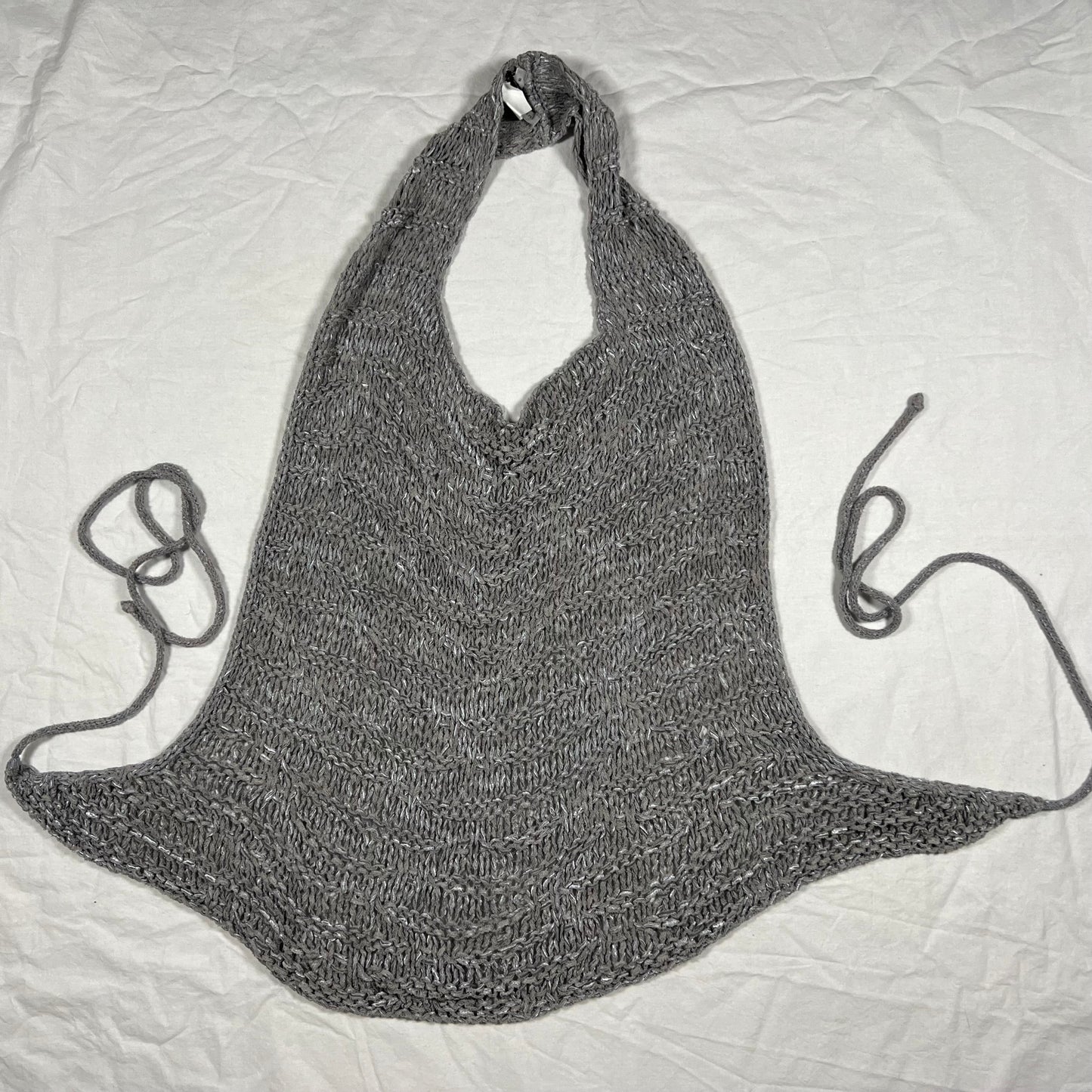 Y2K Sarah Pacini Open Knit Backless Halter Top Techwear Utility Subversive Minimalist Deconstructed Knitwear