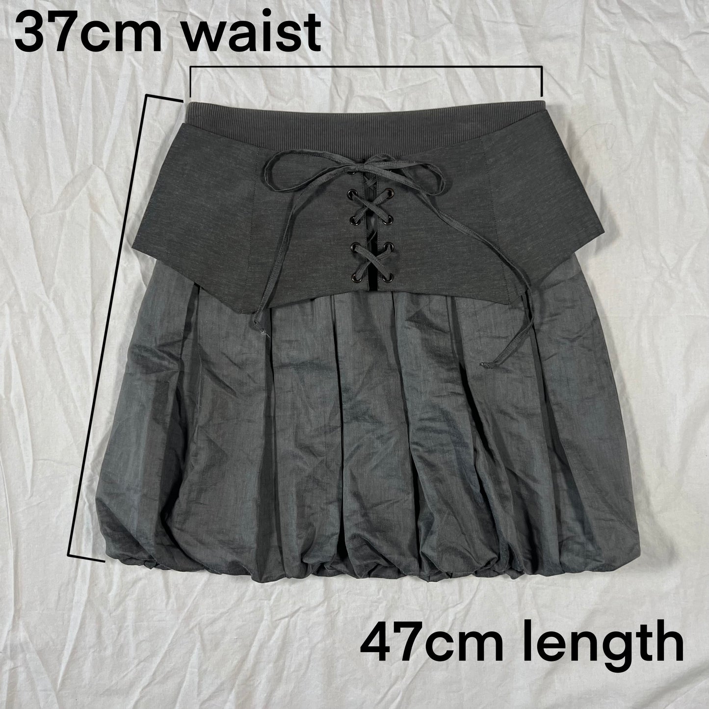 Y2K Cop Copine Techwear Bubble Skirt and Corset Belt Set Cyber Rave Gorpcore Layered Skirt Set