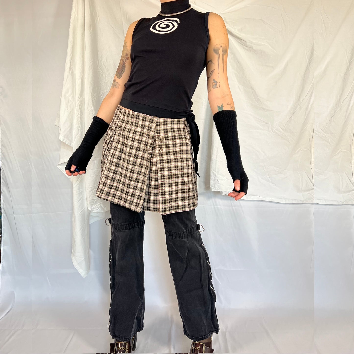 Lip Service Plaid Mini Skirt Y2K 90's Made in USA Punk Safety Pin Skirt