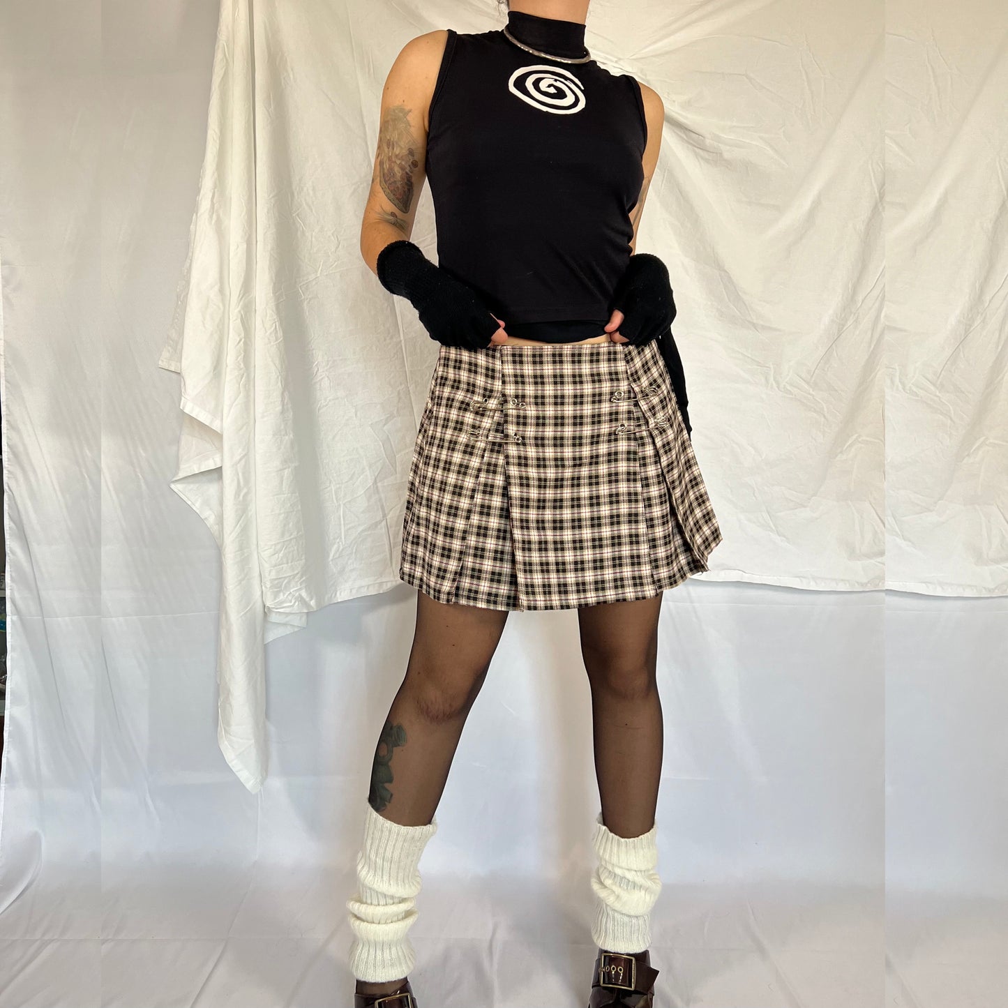 Lip Service Plaid Mini Skirt Y2K 90's Made in USA Punk Safety Pin Skirt