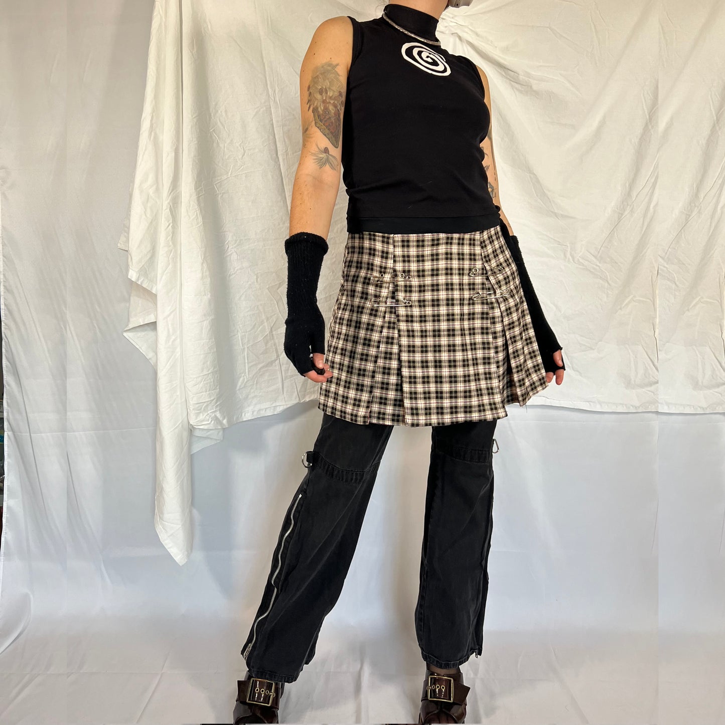 Lip Service Plaid Mini Skirt Y2K 90's Made in USA Punk Safety Pin Skirt