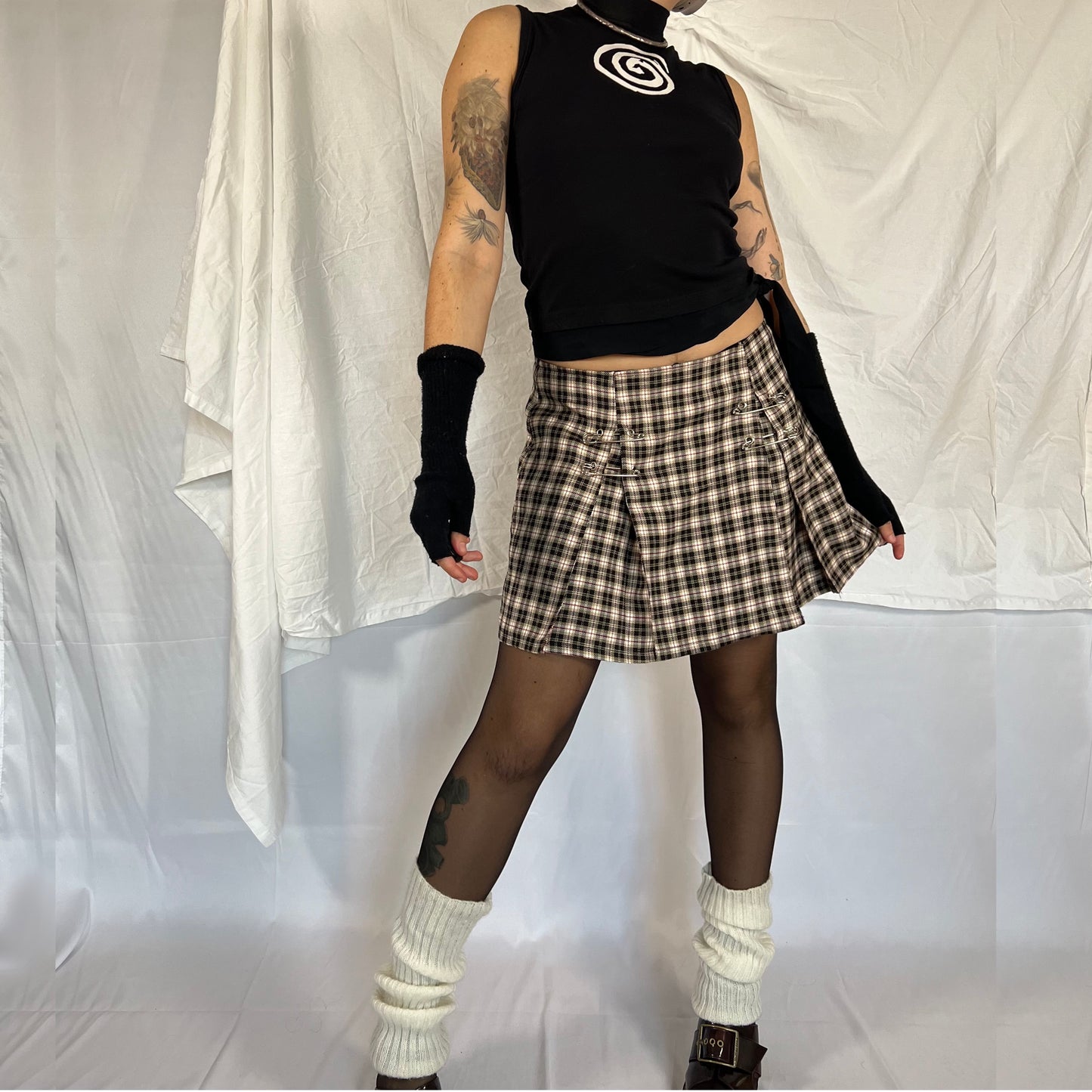 Lip Service Plaid Mini Skirt Y2K 90's Made in USA Punk Safety Pin Skirt