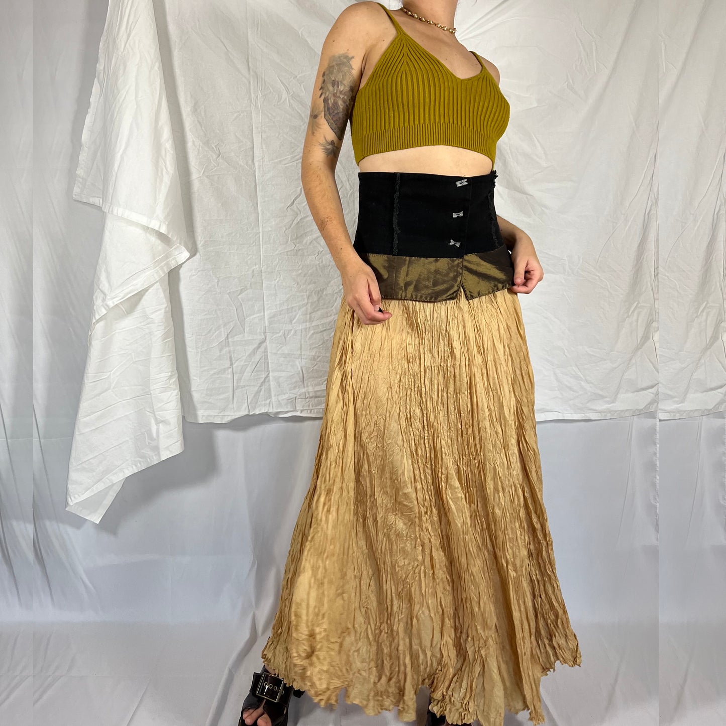 Biche de Bere Y2K Bi-Material Corset Belt Underbust Corset Avant Garde Layering Piece