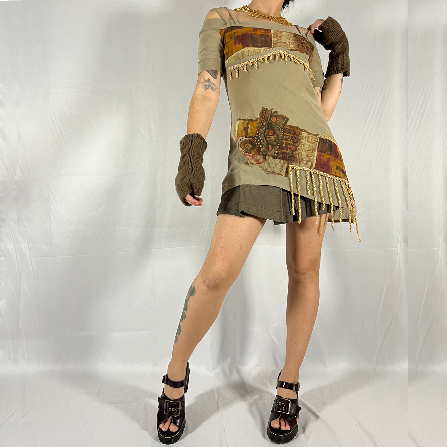 Y2K Save The Queen Coquette Earth Fairy Balletcore Deconstructed Asymmetrical Tunic