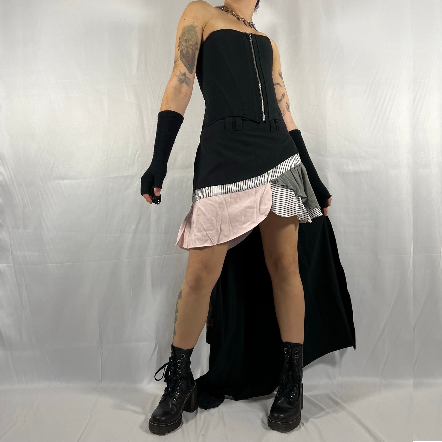 Y2K Designer Voyage Mazzilli Michielsen Patchwork Skirt Avante Garde Coquette Whimsigoth Deconstructed Mini Skirt with Train