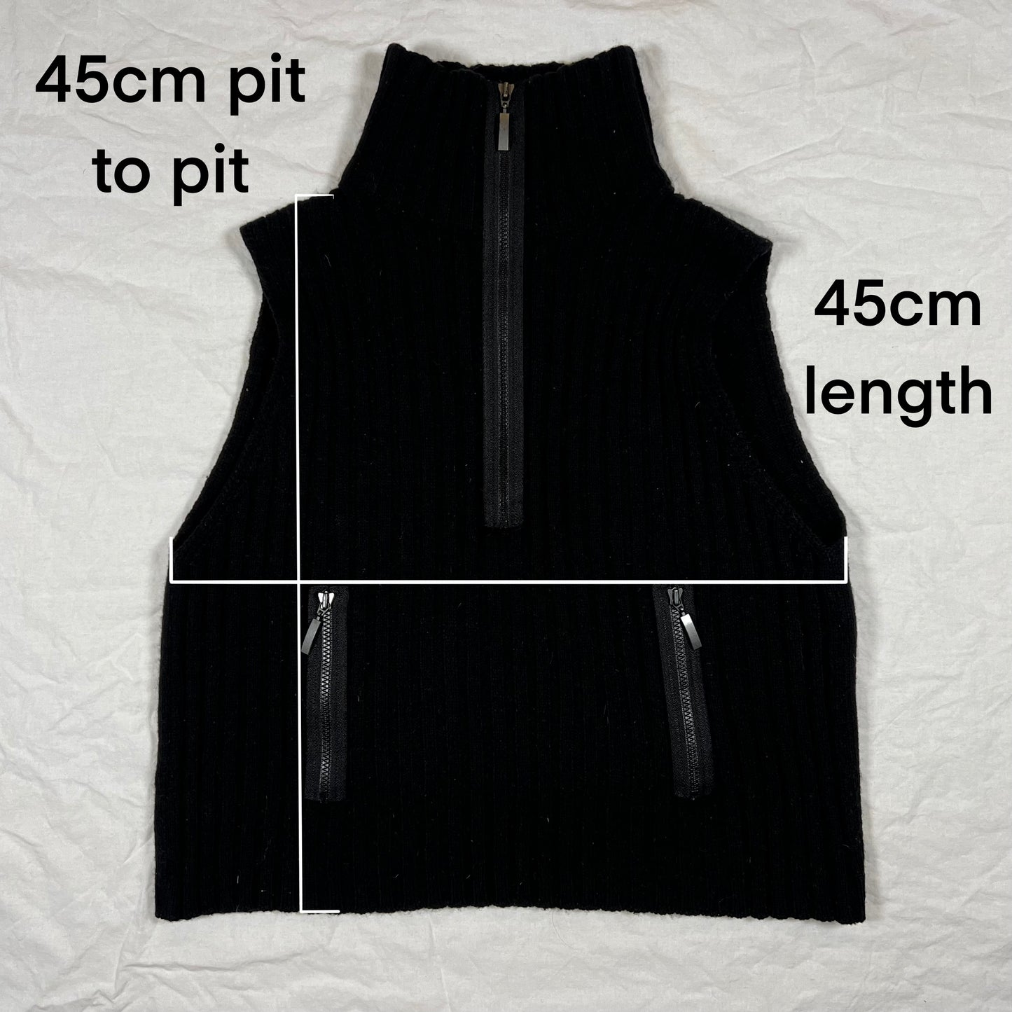 Y2K Sarah Pacini Minimalist Techwear Vest Top Cyber Subversive Wool Top Half Zip Vest