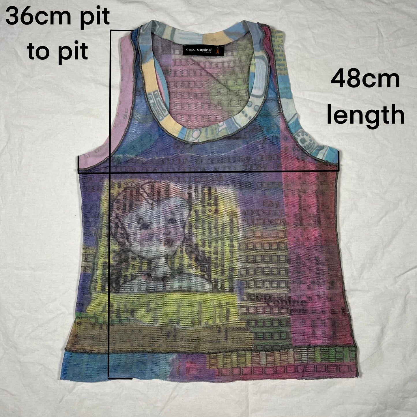 Y2K Cop Copine Cyber Rave Techwear Mesh Abstract Art Tank Top