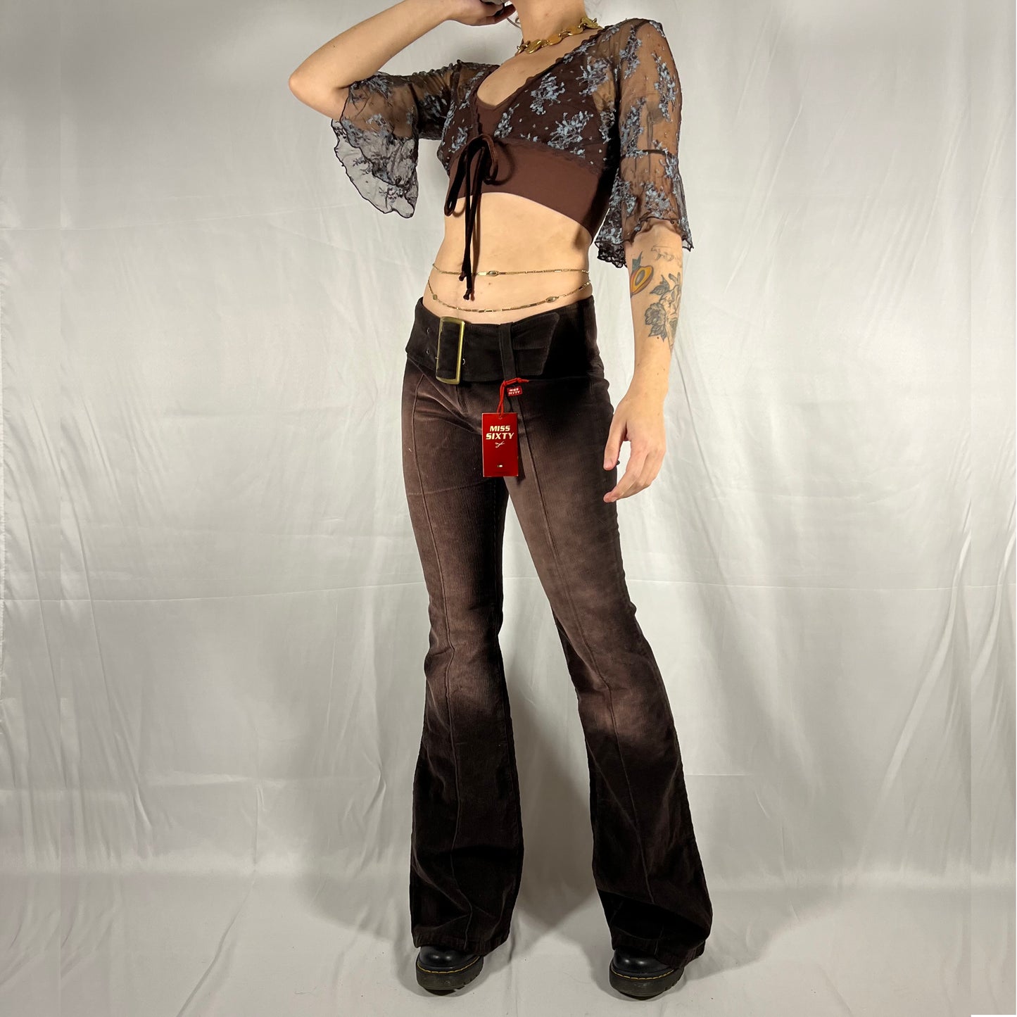 Y2K Miss Sixty Low Rise Boot Cut Flare Pants Deadstock Corduroy Rare Disco Going Out Pants Cyber Rave Fairy Grunge Pants
