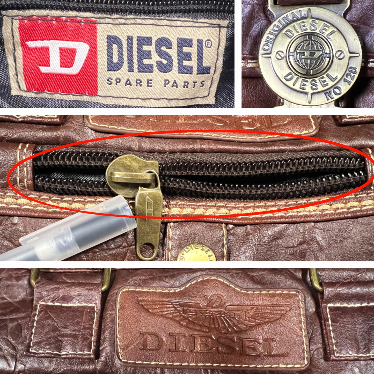 Y2K Diesel Bag Faux Leather Patchwork Techwear Utility Cargo Bag for School or Work