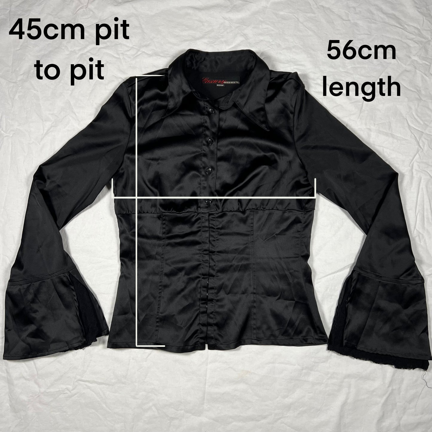 Y2K Miss Sixty Whimsigoth Vampire Satin Button Down Corset Blouse Dark Academia Witch Top