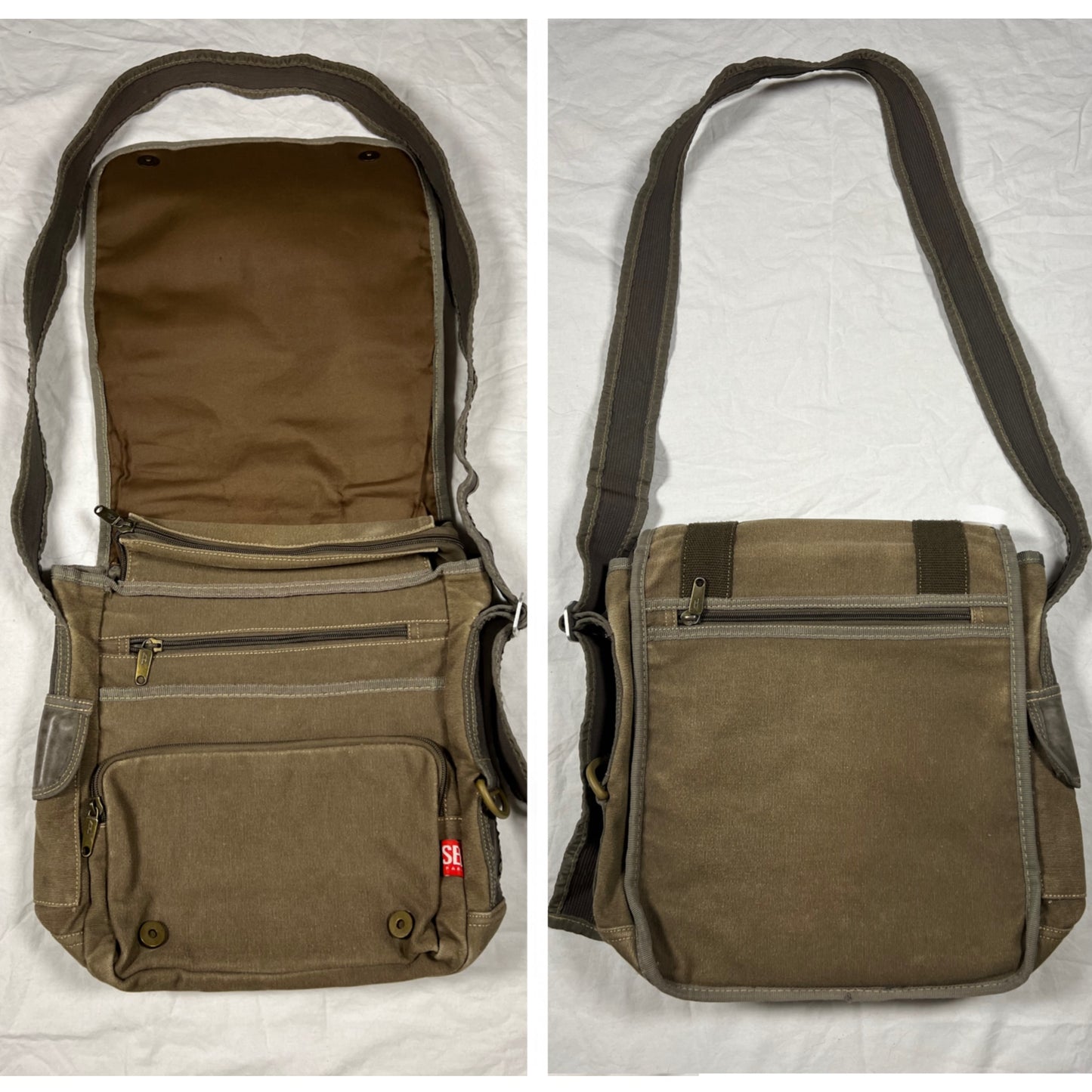 Y2K Diesel Utility Cargo Bag Canvas and Leather Techwear Unisex Gorpcore Messenger Bag for School or Work
