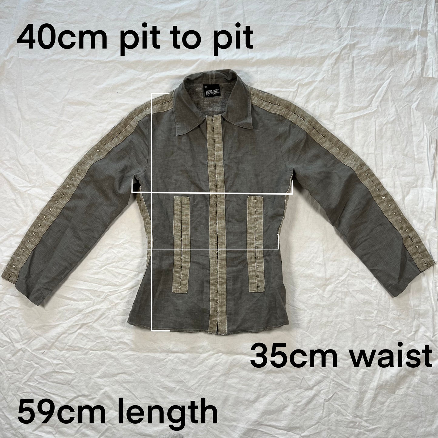 Y2K Biche de Bere utility techwear deconstructed hook and eye corset top linen long sleeve top avant garde subversive grunge shirt jacket