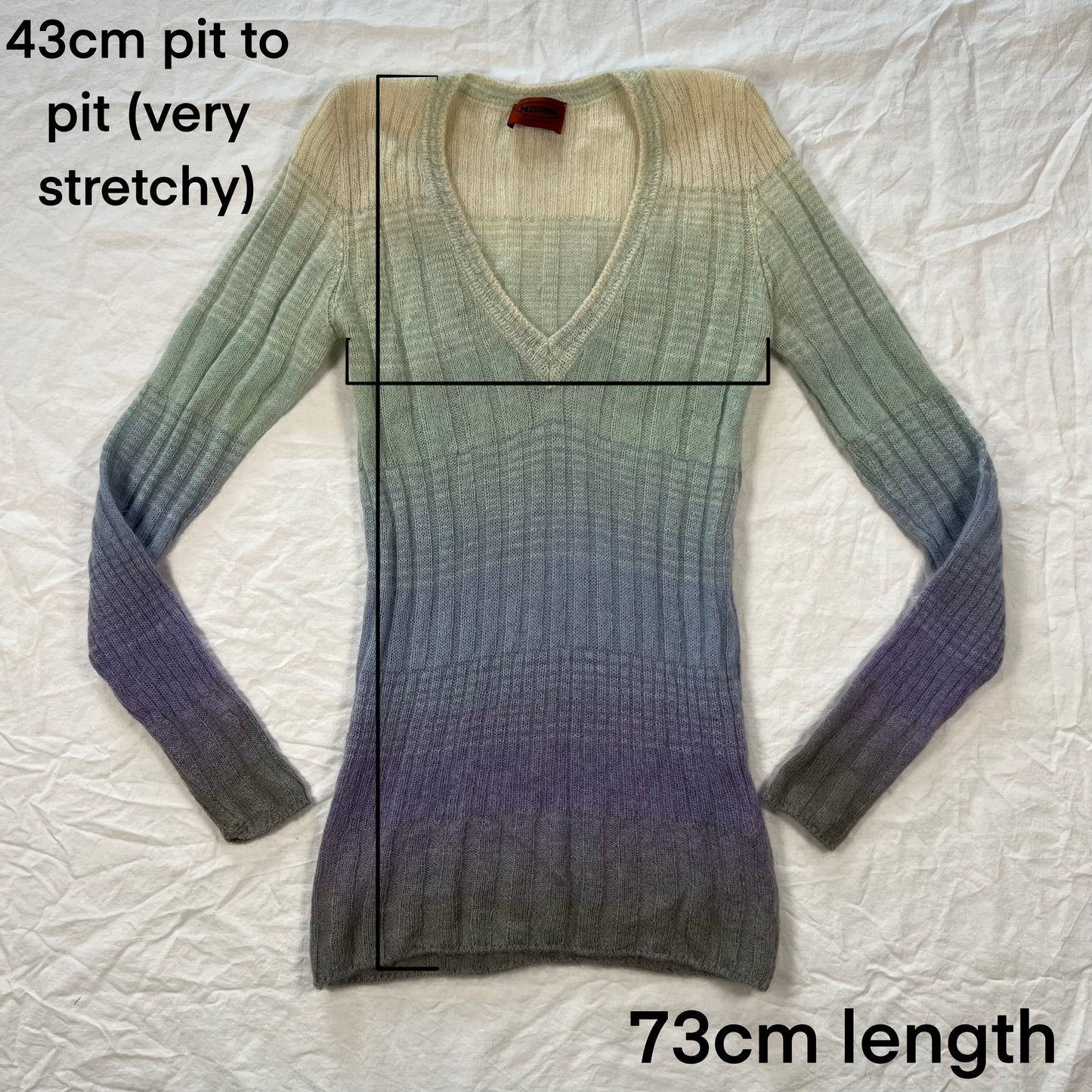 90’s Missoni Mohair Knit Sweater Ombre Pastel V-Neck Fairy Light academia Coquette Sweater Top