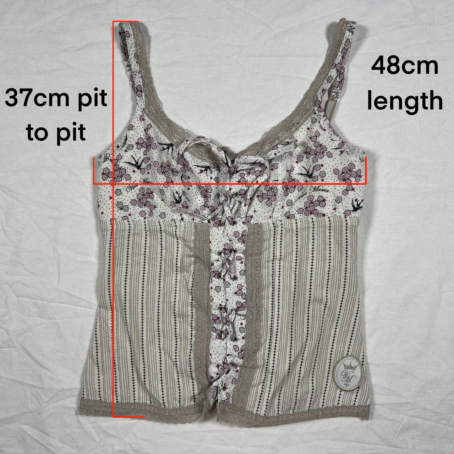 Y2K Vive Maria Coquette Balletcore Milkmaid Lace Trim Cami Top Pastel Babydoll Soft girl tank top