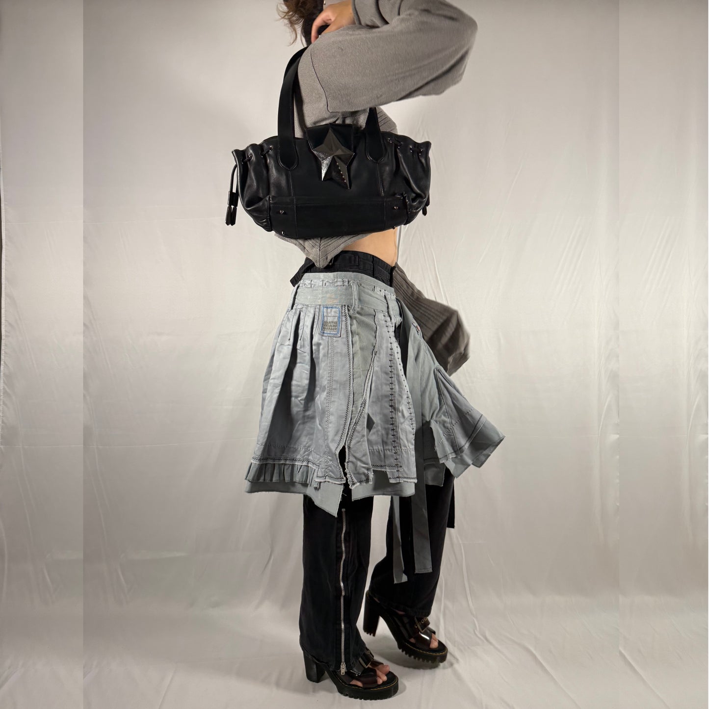 Vintage Thierry Mugler Leather Bag Zenith Cuir 6 designer Star Shoulder Bag Coquette Whimsigoth Baguette Bag