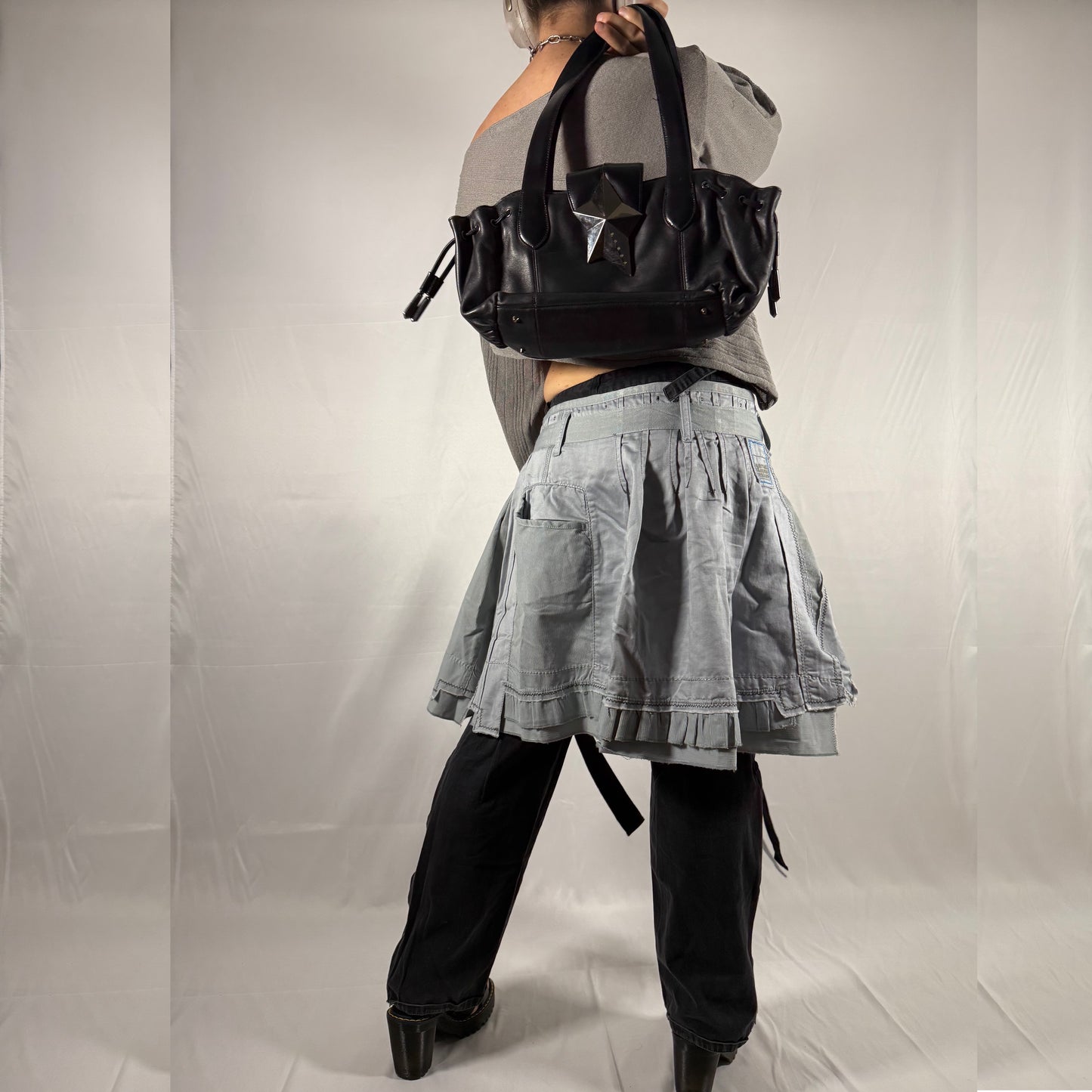 Vintage Thierry Mugler Leather Bag Zenith Cuir 6 designer Star Shoulder Bag Coquette Whimsigoth Baguette Bag