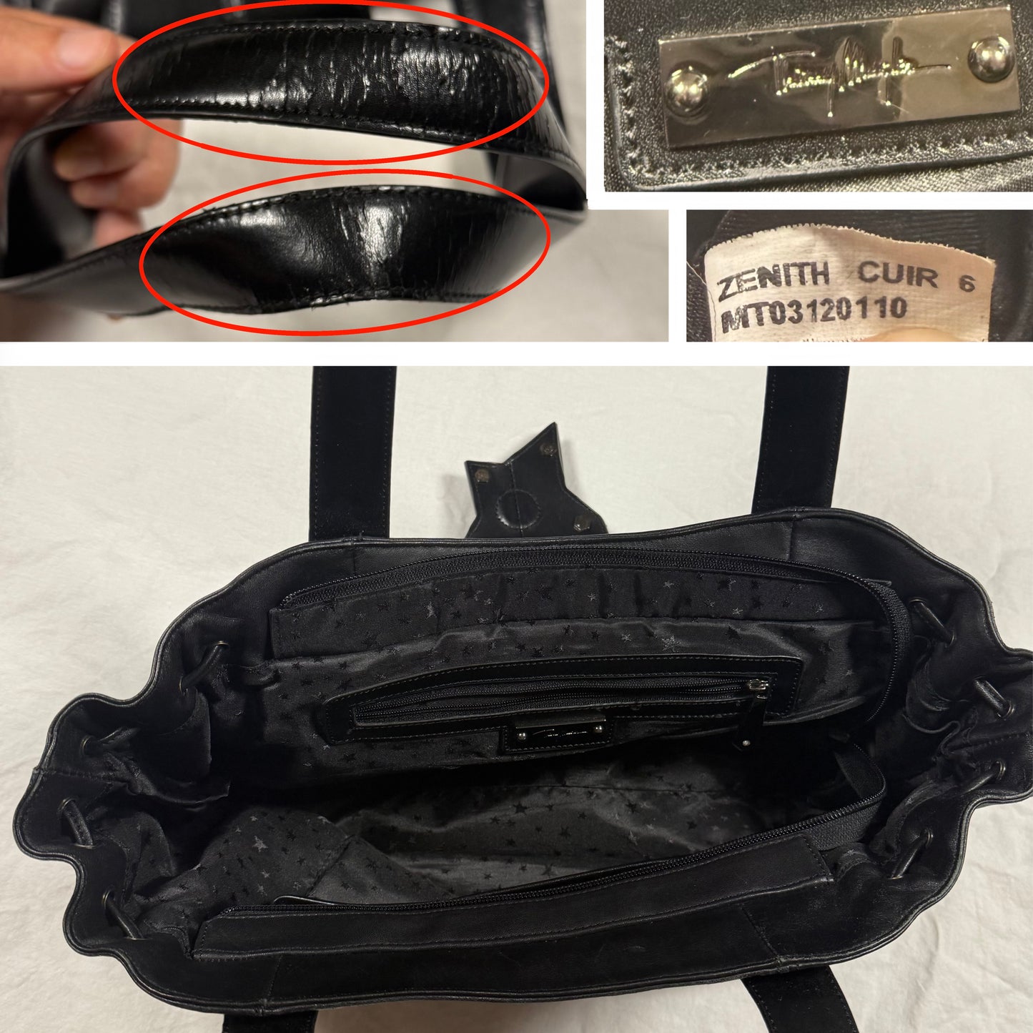 Vintage Thierry Mugler Leather Bag Zenith Cuir 6 designer Star Shoulder Bag Coquette Whimsigoth Baguette Bag