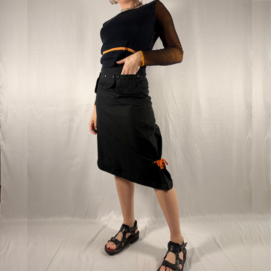 Y2K Vintage Cop Copine Asymmetrical Utility Skirt – Detachable Pocket Detail