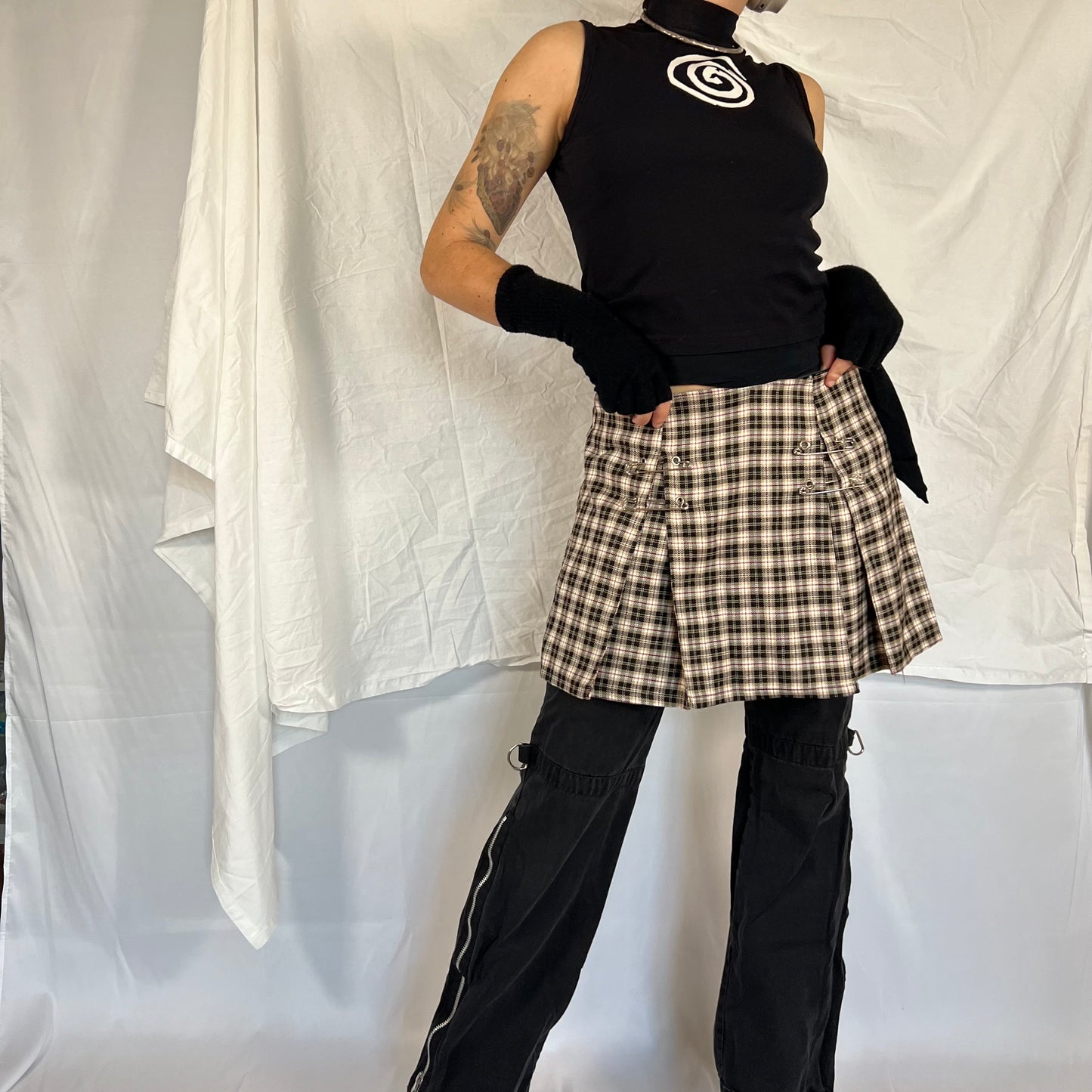 Lip Service Plaid Mini Skirt Y2K 90's Made in USA Punk Safety Pin Skirt