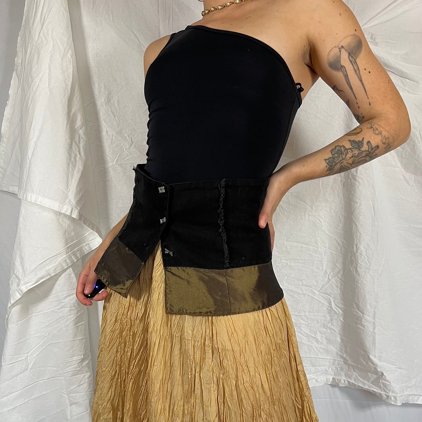 Biche de Bere Y2K Bi-Material Corset Belt Underbust Corset Avant Garde Layering Piece