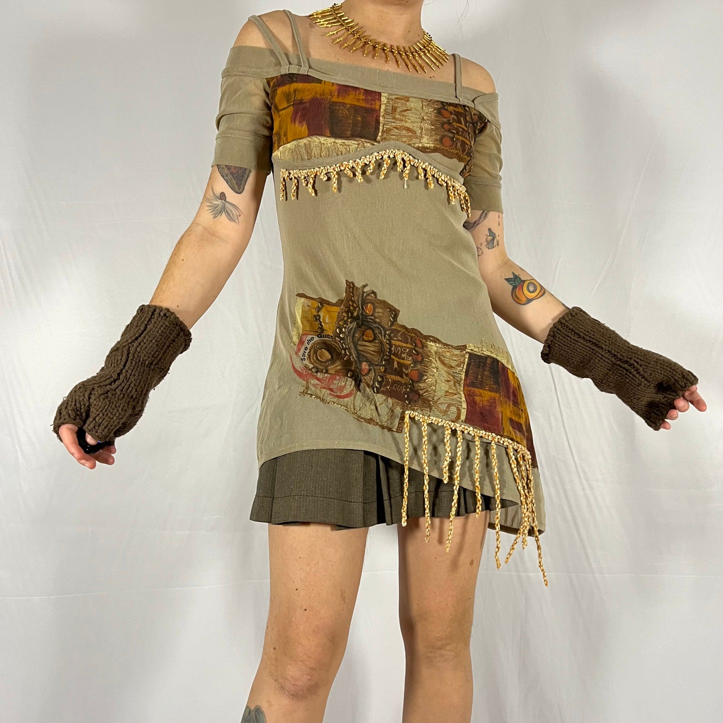 Y2K Save The Queen Coquette Earth Fairy Balletcore Deconstructed Asymmetrical Tunic