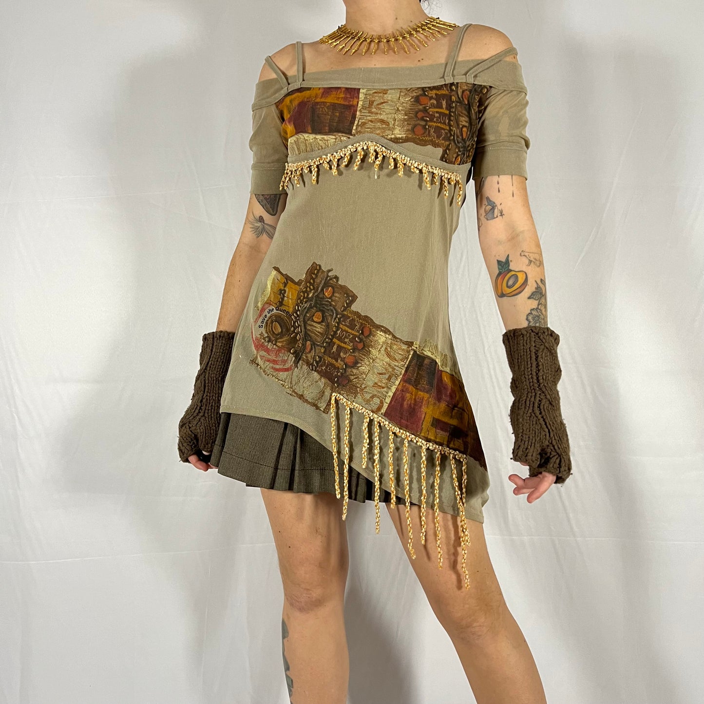 Y2K Save The Queen Coquette Earth Fairy Balletcore Deconstructed Asymmetrical Tunic