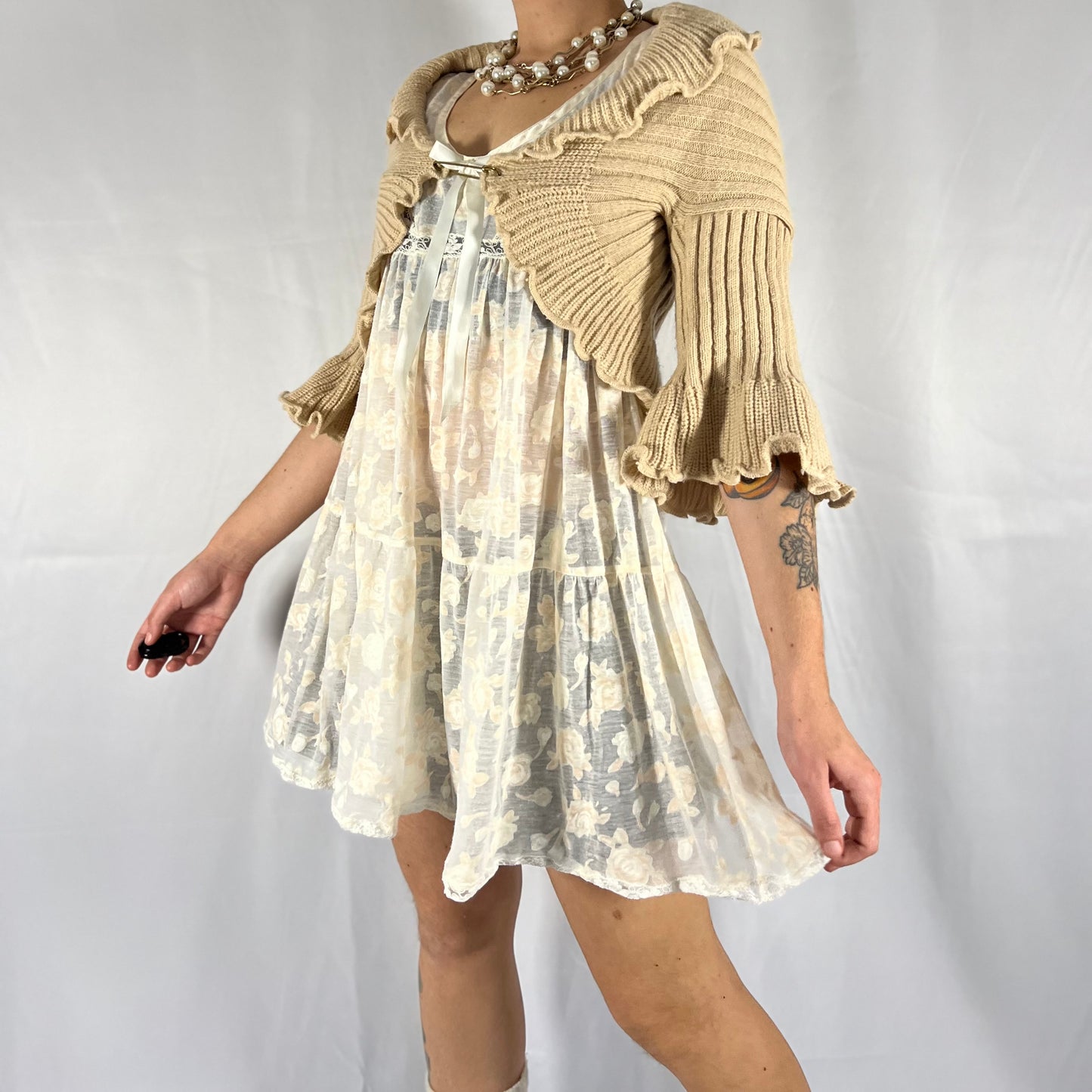 Y2K Coquette Knit Top Balletcore Dollette Ethereal Layering Chunky Knit Cardigan