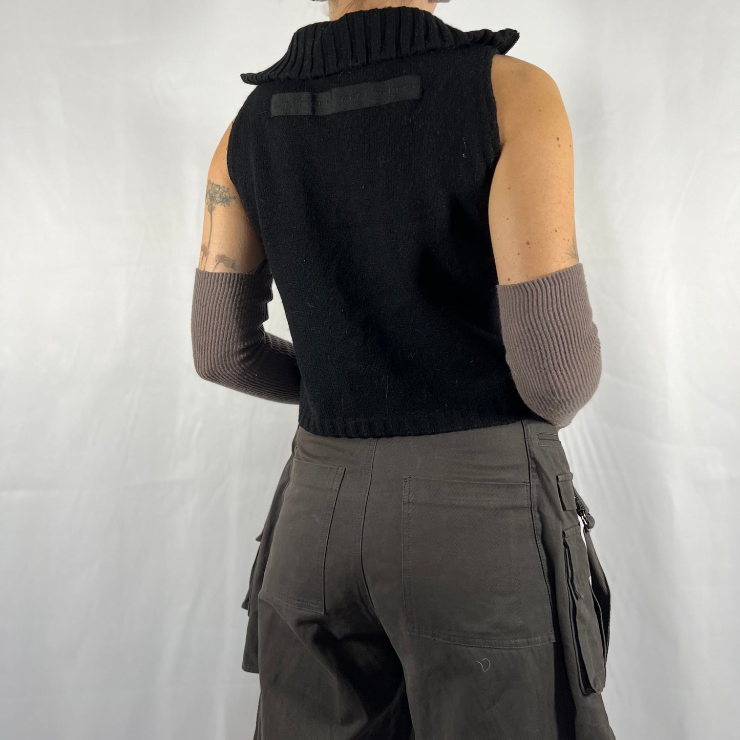 Y2K Sarah Pacini Minimalist Techwear Vest Top Cyber Subversive Wool Top Half Zip Vest