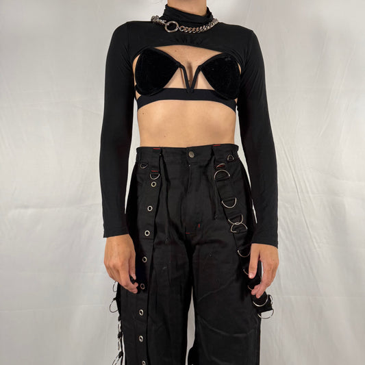 Cop Copine Y2K Layering Bolero Shrug Turtleneck Ultra cropped Ballet Sleeves Archive Techwear Cyber Rave Crop Top