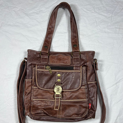 Y2K Diesel Faux Leather Patchwork Utility Cargo Bag