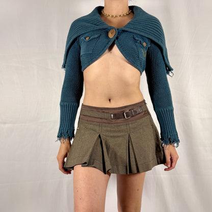 Y2K Diesel knit bolero cyber grunge distressed fold over cardigan deconstructed apocalyptic knitwear fairy whimsigoth shrug sleeves