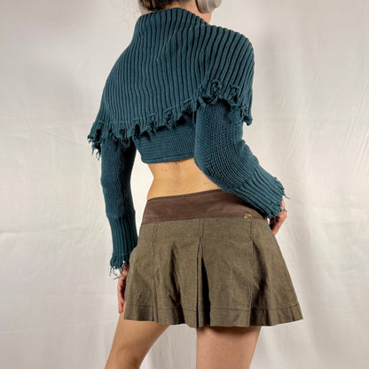 Y2K Diesel knit bolero cyber grunge distressed fold over cardigan deconstructed apocalyptic knitwear fairy whimsigoth shrug sleeves