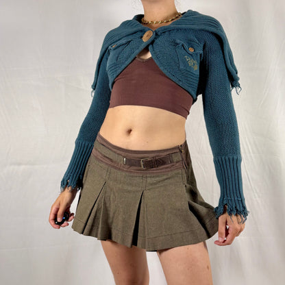 Y2K Diesel knit bolero cyber grunge distressed fold over cardigan deconstructed apocalyptic knitwear fairy whimsigoth shrug sleeves