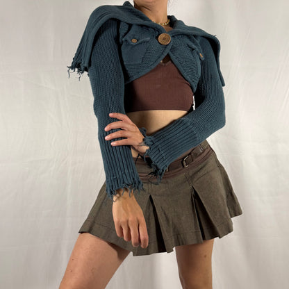 Y2K Diesel knit bolero cyber grunge distressed fold over cardigan deconstructed apocalyptic knitwear fairy whimsigoth shrug sleeves