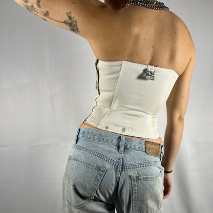 Y2K Biche de Bère Boned Strapless Corset Top – Structured Canvas