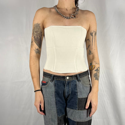 Y2K Biche de Bère Boned Strapless Corset Top – Structured Canvas