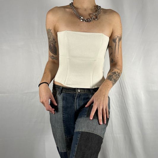 Y2K Biche de Bère Boned Strapless Corset Top – Structured Canvas