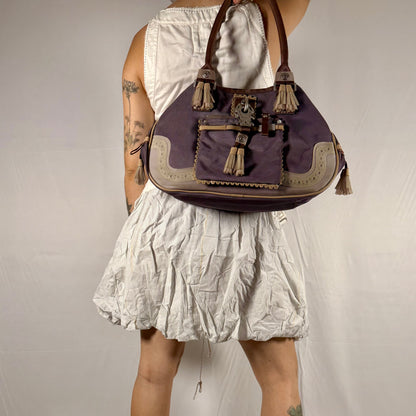 Y2K George Gina &amp; Lucy Structured Shoulder Bag – Utility Clip &amp; Tassel Detail
