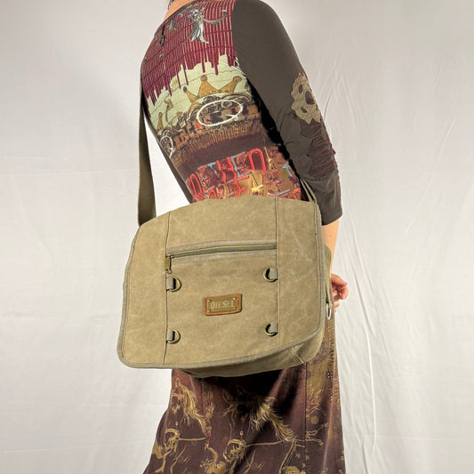 Vintage Diesel Bag Y2K Gorpcore Grunge Cross Body Messenger Canvas Cargo Bag