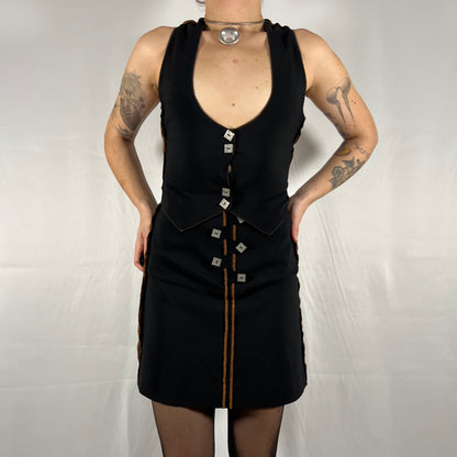 Y2K Biche de Bère Two-Piece Set – Exposed Seam Vest & Mini Skirt