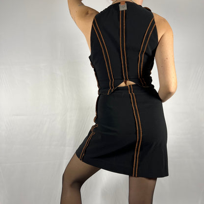 Y2K Biche de Bère Two-Piece Set – Exposed Seam Vest & Mini Skirt
