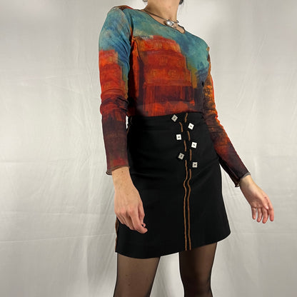 Y2K Biche de Bère Two-Piece Set – Exposed Seam Vest & Mini Skirt