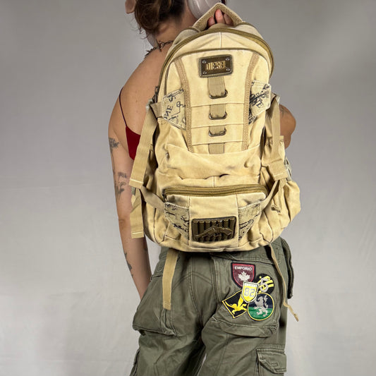 Vintage Diesel Backpack Y2K Techwear Military Gorpcore Cargo Bag School Bag Utility Work Bag